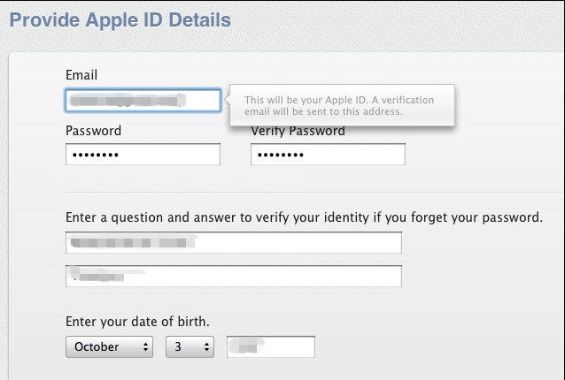 enter apple id details