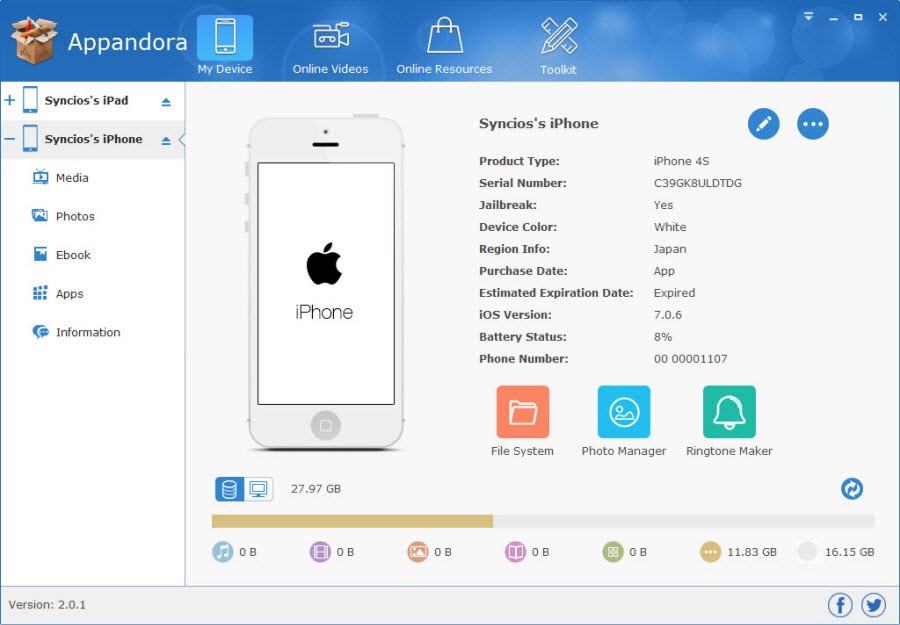 Manage files between iOS, Android and PC